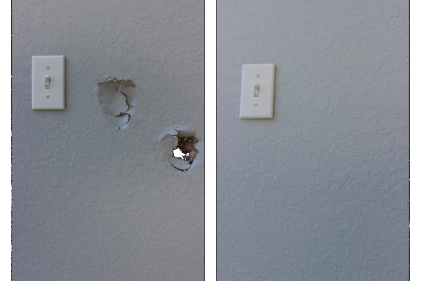 Drywall Repair Contractor Before and After